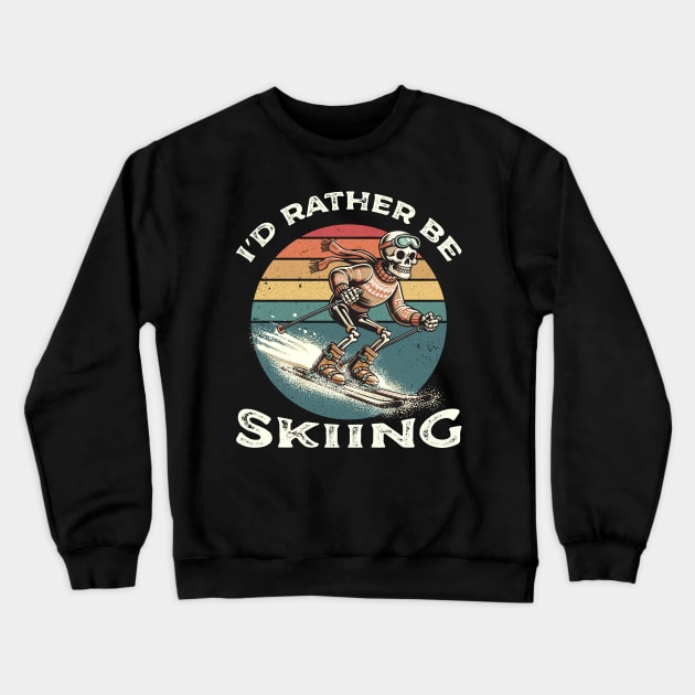 Skeleton Skiing Crewneck Sweatshirt by Yopi